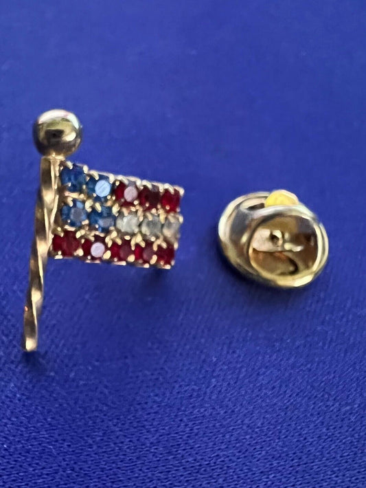 Vintage US Flag Lapel/Tac Pin Rhinestone  - Show your Pride!