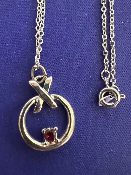 Fashion Jewelry Necklace  w/Red Center Stone Pendant